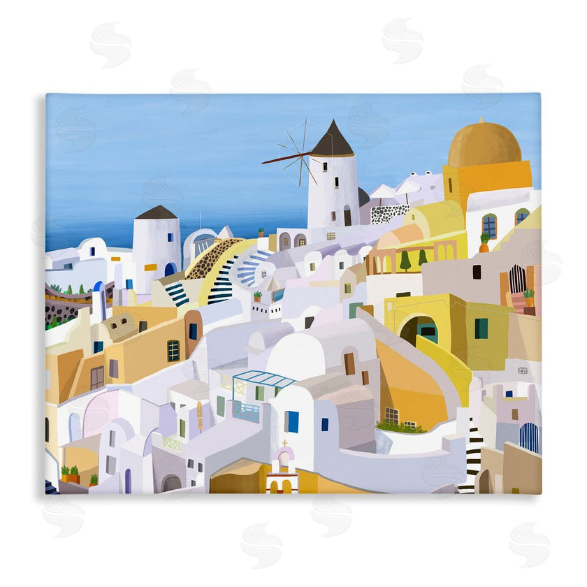 Carla Daly | Seaside Greek Cityscape White Yellow Buildings