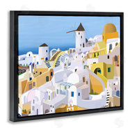 Carla Daly | Seaside Greek Cityscape White Yellow Buildings