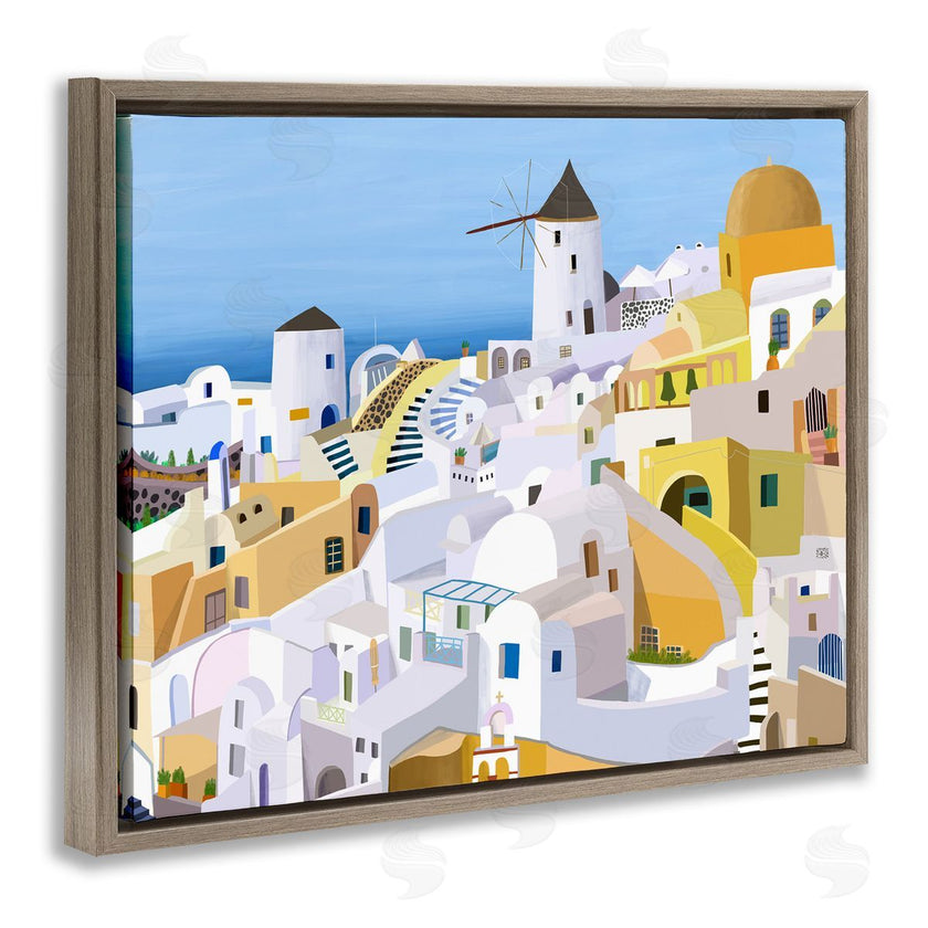 Carla Daly | Seaside Greek Cityscape White Yellow Buildings