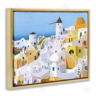 Carla Daly | Seaside Greek Cityscape White Yellow Buildings