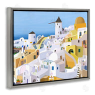 Carla Daly | Seaside Greek Cityscape White Yellow Buildings