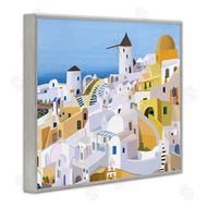 Carla Daly | Seaside Greek Cityscape White Yellow Buildings