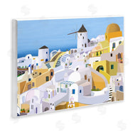 Carla Daly | Seaside Greek Cityscape White Yellow Buildings