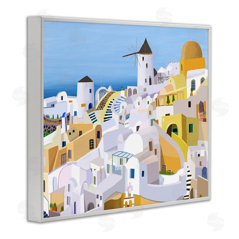 Carla Daly | Seaside Greek Cityscape White Yellow Buildings