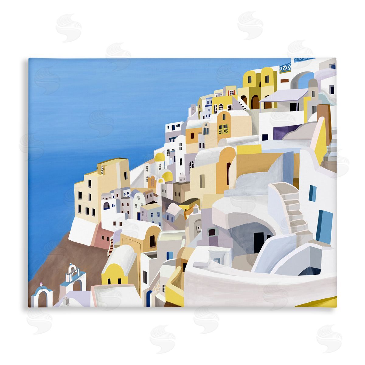 Carla Daly Coastal Greek City White Yellow Buildings Canvas Wall Art