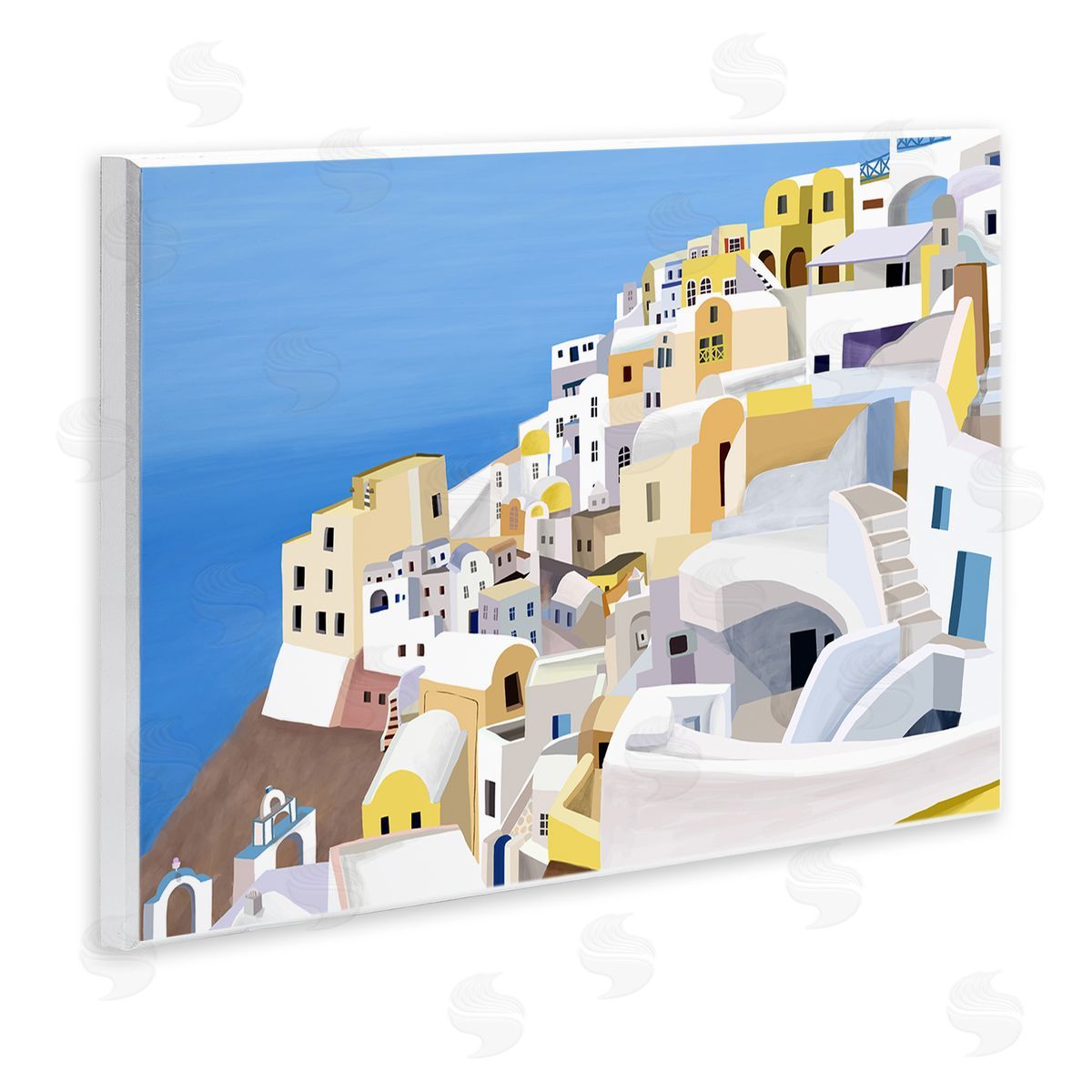 Carla Daly Coastal Greek City White Yellow Buildings Wall Plaque Art