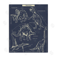 Sangita Bachelet | Vintage Dinosaur Blueprints Dino Fact