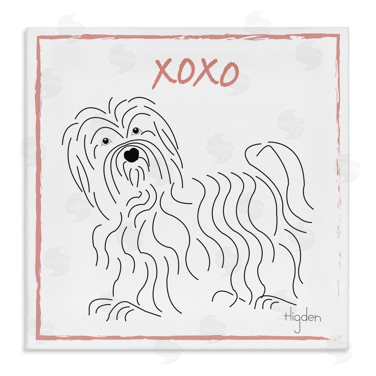 Mark Higden Puppy Minimal Linework Hugs Kisses Canvas Wall Art