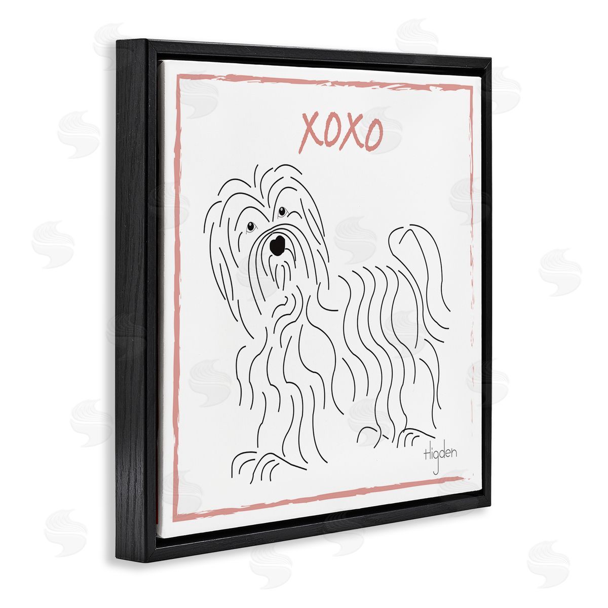 Mark Higden Puppy Minimal Linework Hugs Kisses Black Floater Frame Canvas Art