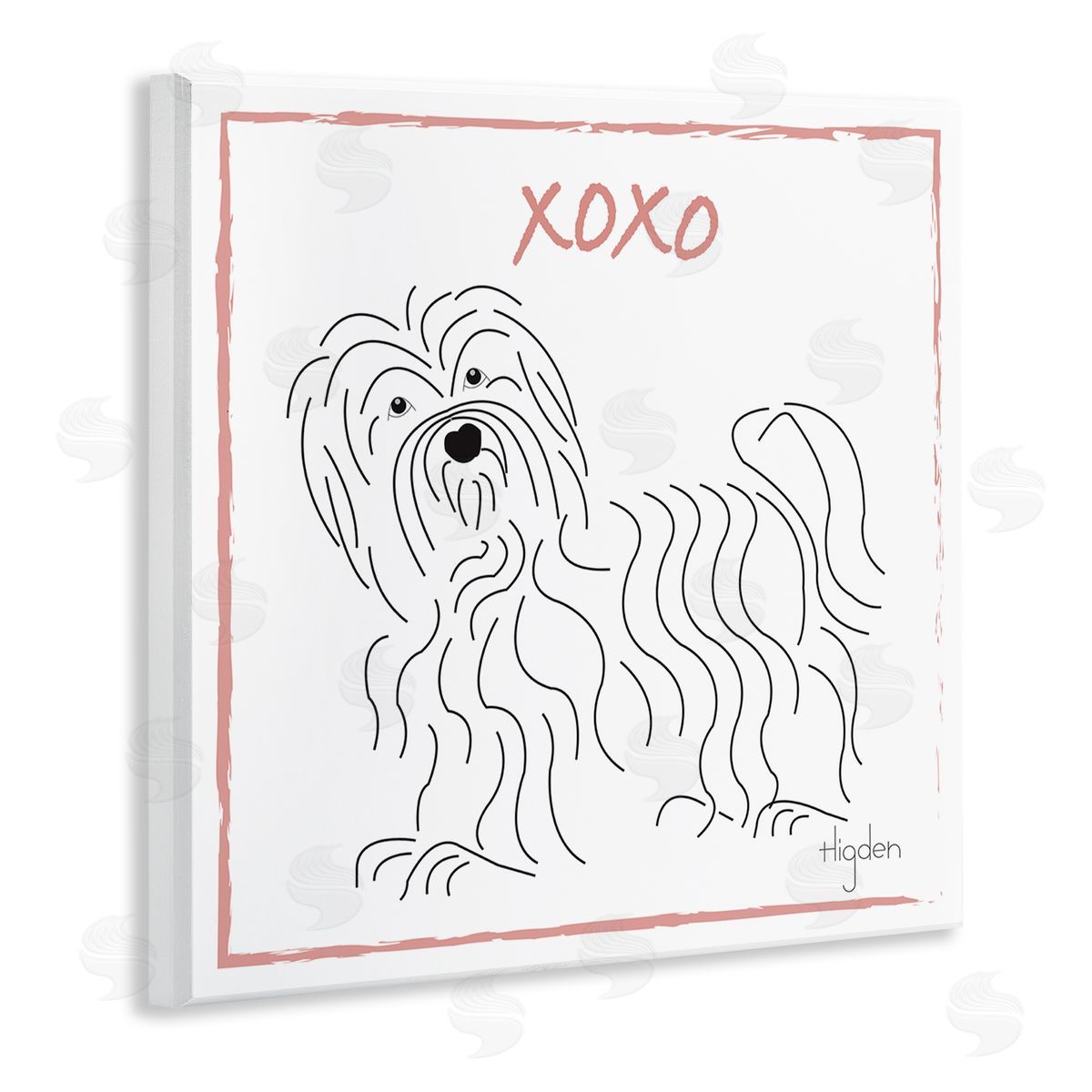 Mark Higden Puppy Minimal Linework Hugs Kisses Wall Plaque Art