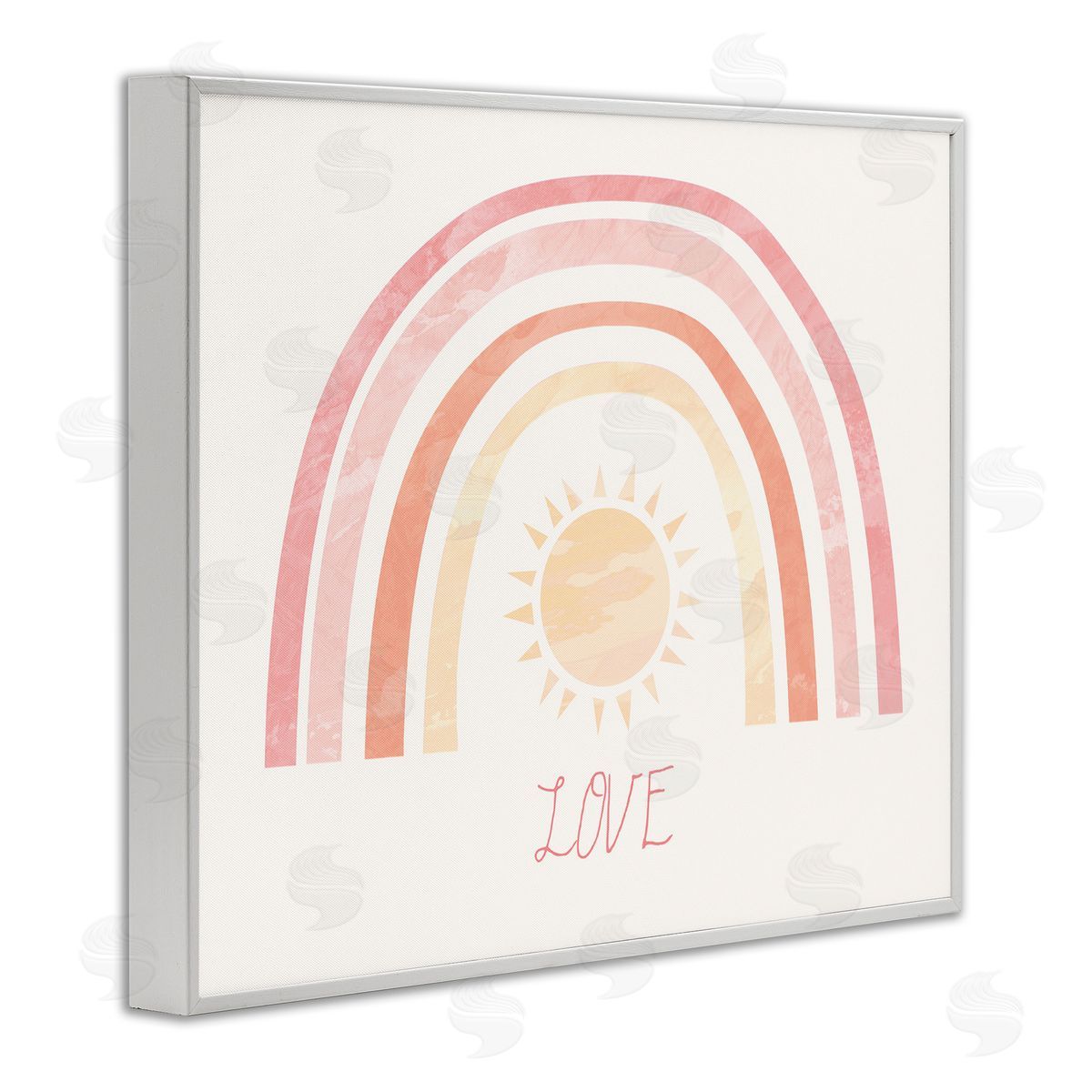 Stupell Studio Sunshine Rainbow with Love Text White Framed Giclee Wall Art
