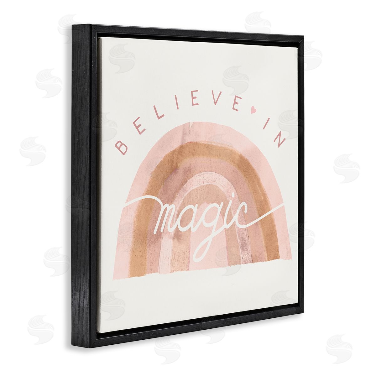 Stupell Studio Believe In Magic Watercolor Rainbow Black Floater Frame Canvas Art