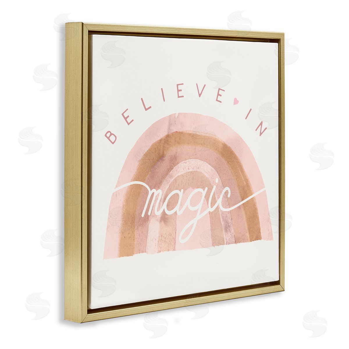 Stupell Studio Believe In Magic Watercolor Rainbow Gold Floater Frame Canvas Art