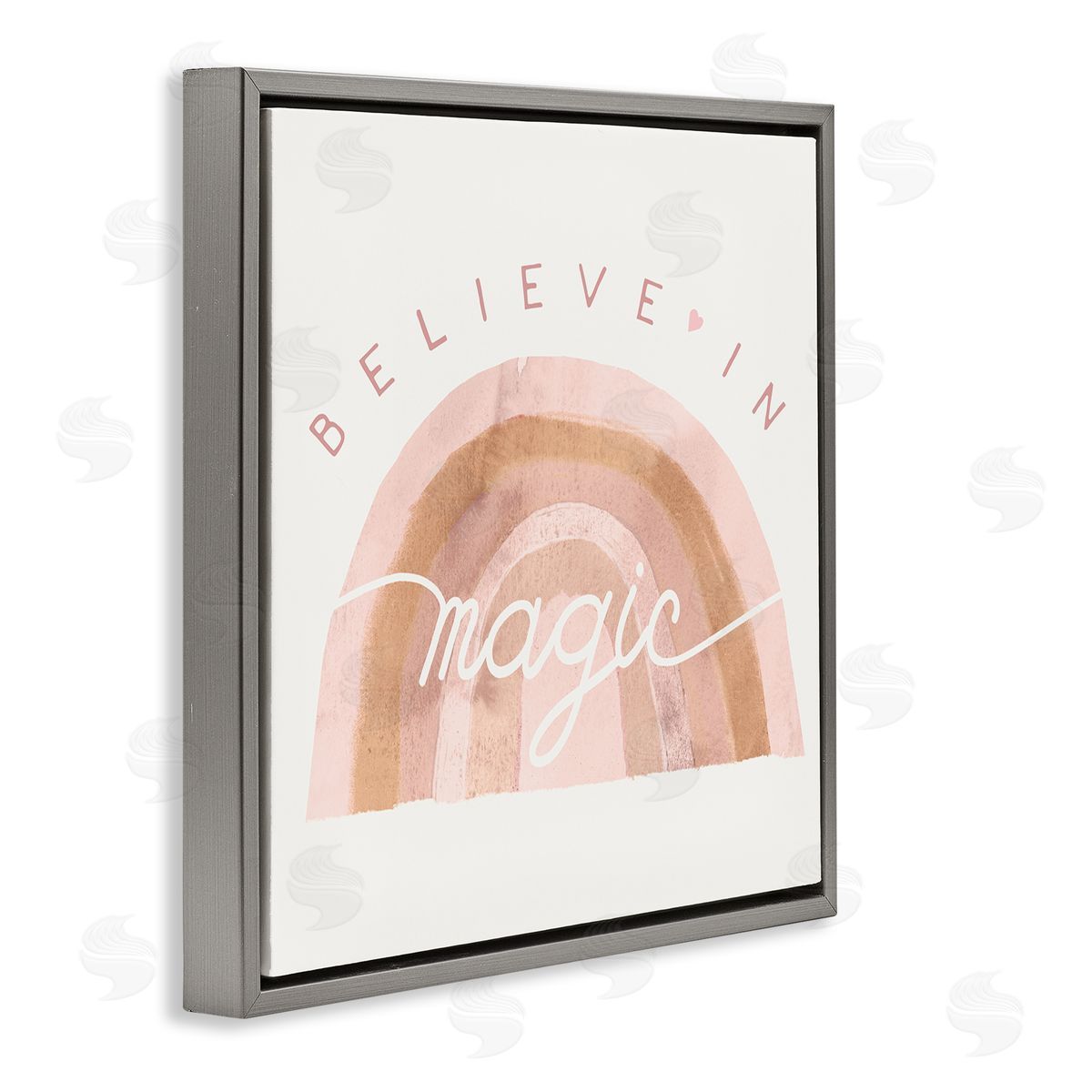 Stupell Studio Believe In Magic Watercolor Rainbow Gray Floater Frame Canvas Art