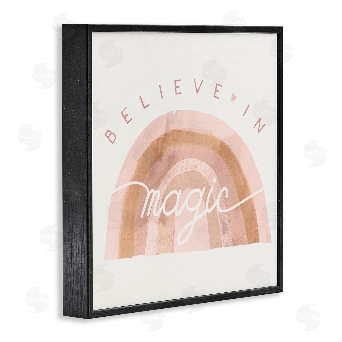 Stupell Studio Believe In Magic Watercolor Rainbow Black Framed Giclee Wall Art
