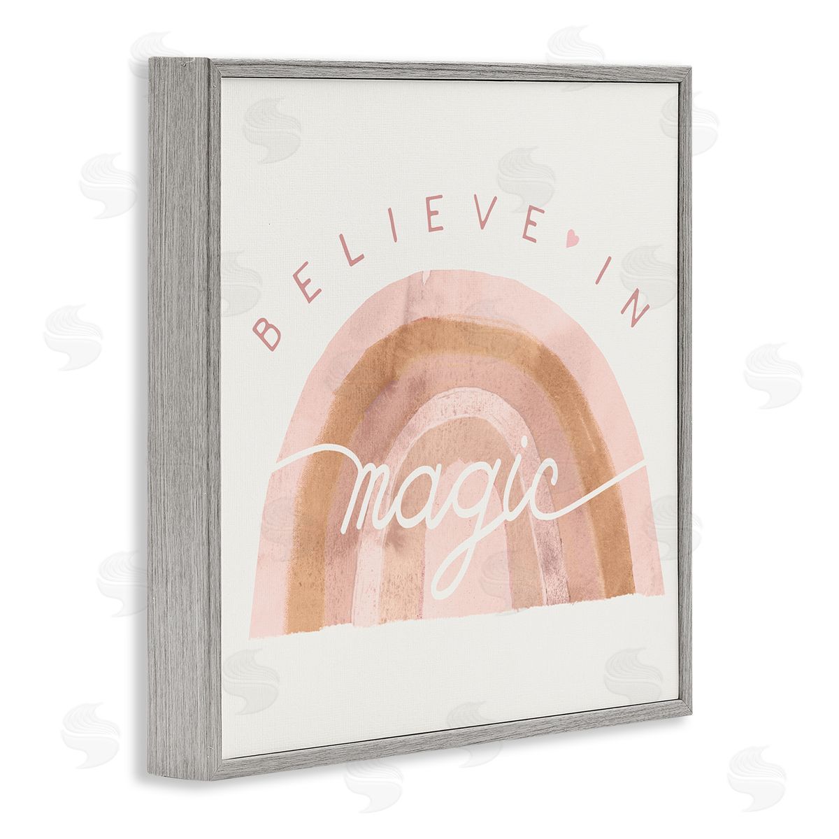 Stupell Studio Believe In Magic Watercolor Rainbow Gray Framed Giclee Wall Art