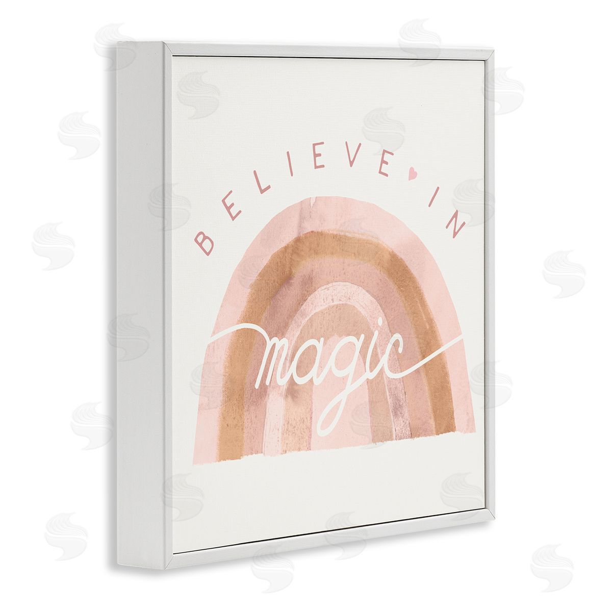 Stupell Studio Believe In Magic Watercolor Rainbow White Framed Giclee Wall Art