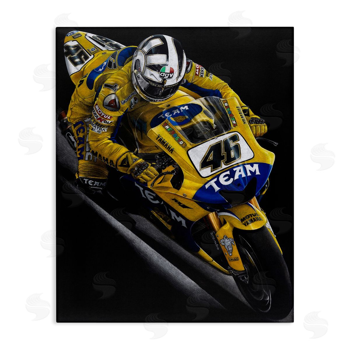 Todd Strothers Motorcycle Racer Yellow Uniform Canvas Wall Art