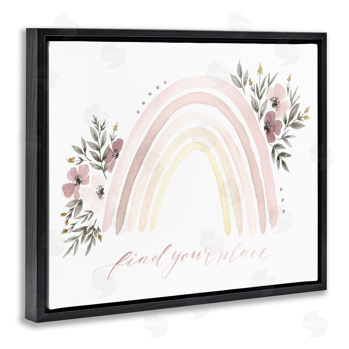 Ella Grace Designs Find Your Place Floral Rainbow Black Floater Frame Canvas Art