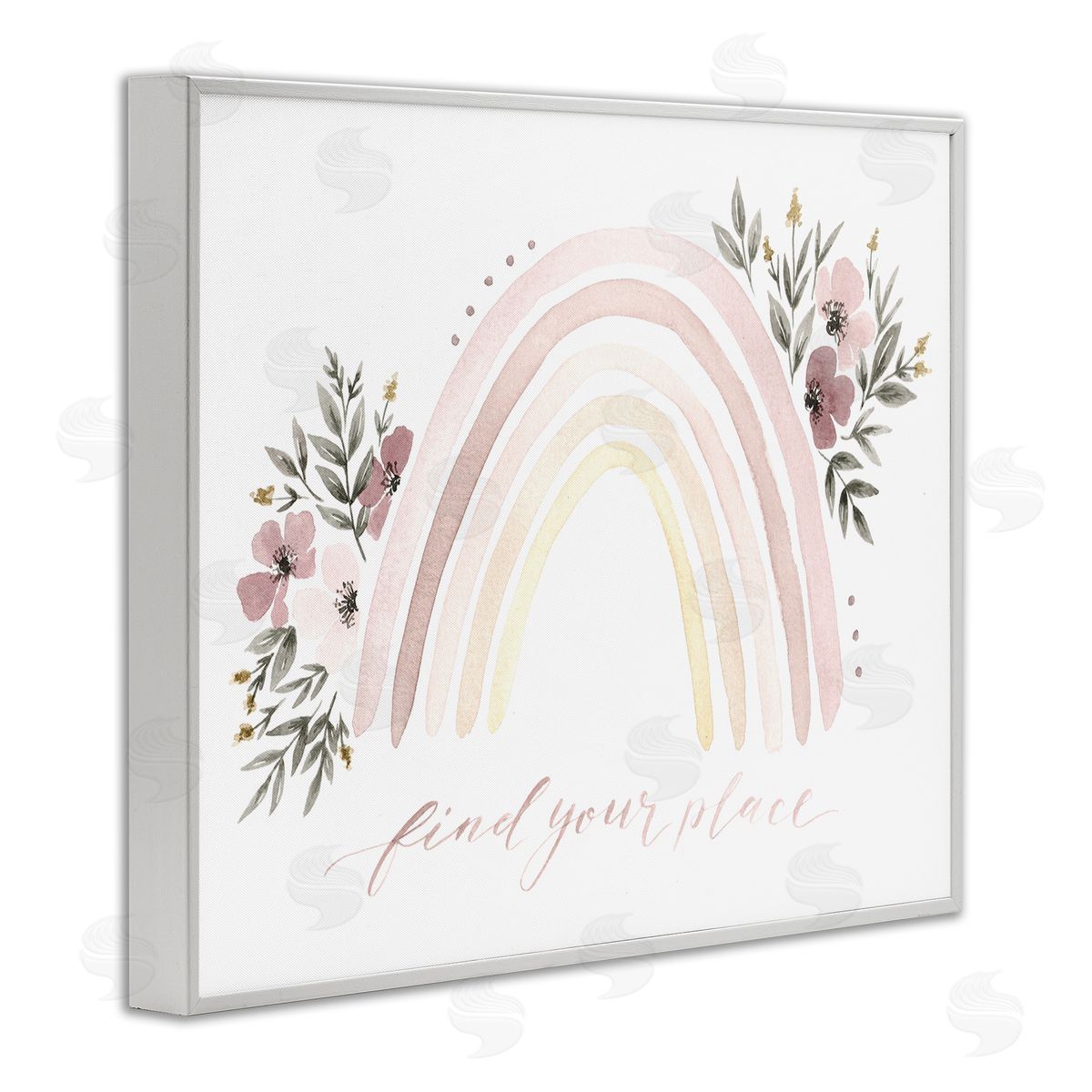 Ella Grace Designs Find Your Place Floral Rainbow White Framed Giclee Wall Art