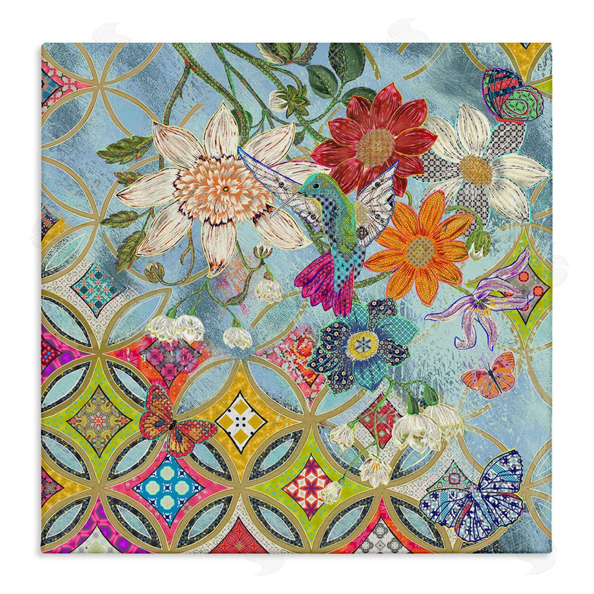 Sangita Bachelet | Circular Arabesque Pattern Floral Hummingbird