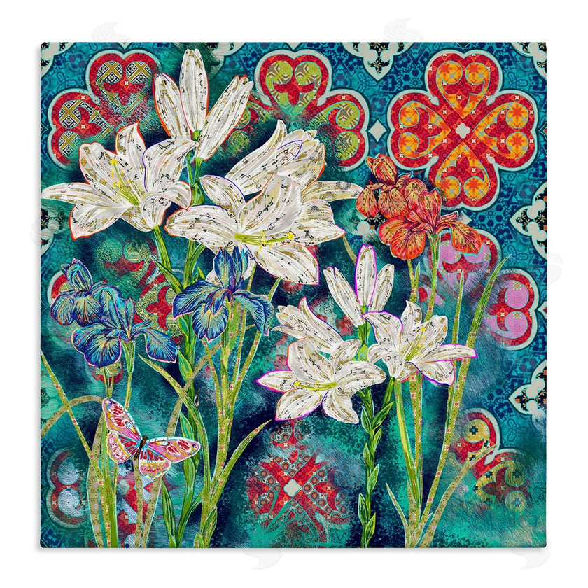 Sangita Bachelet | Vibrant Lilies Butterfly Geometric Pattern