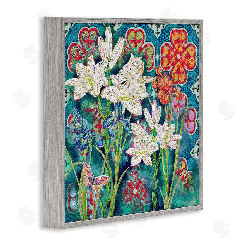Sangita Bachelet | Vibrant Lilies Butterfly Geometric Pattern
