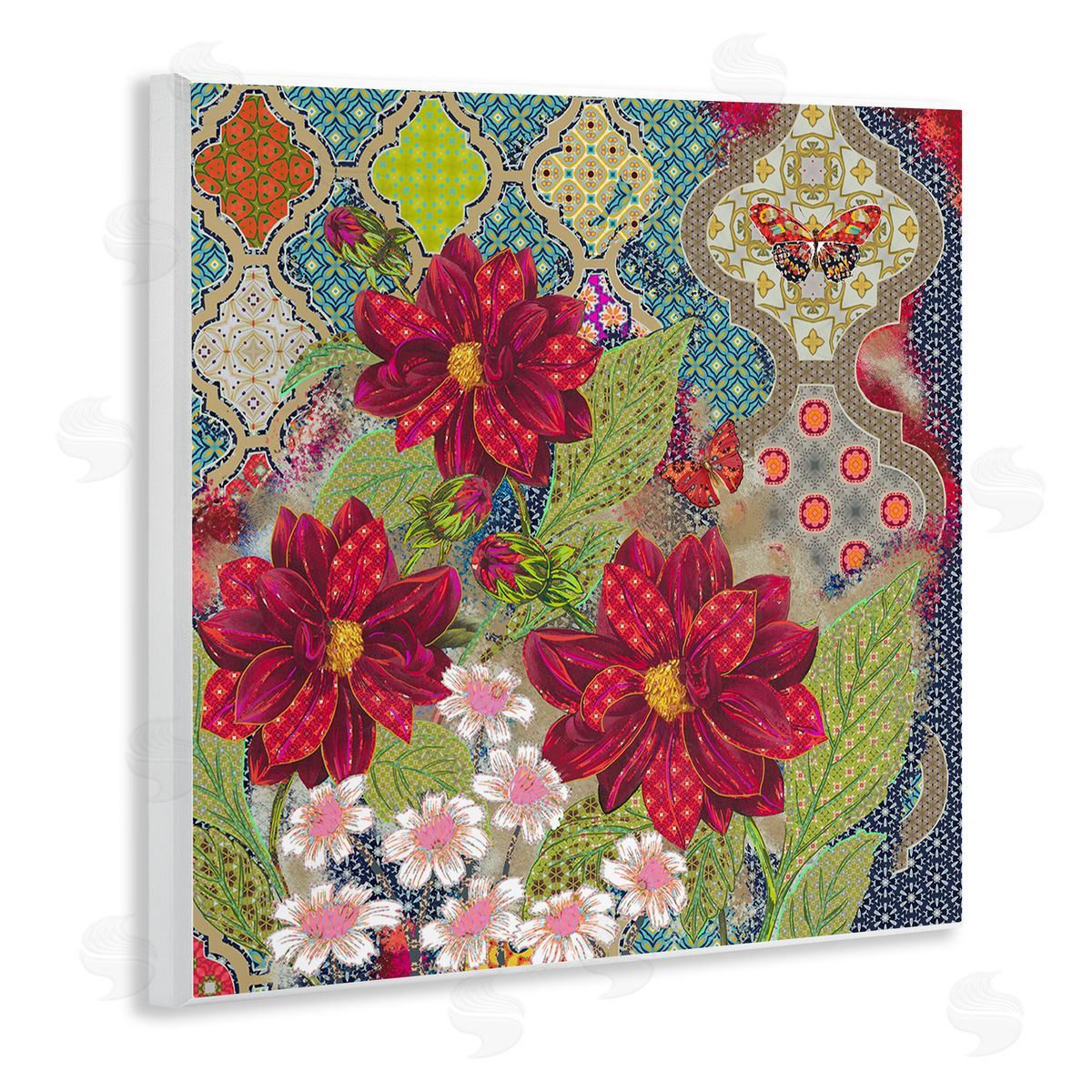 Sangita Bachelet Intricate Arabesque Pattern Floral Butterfly Wall Plaque Art