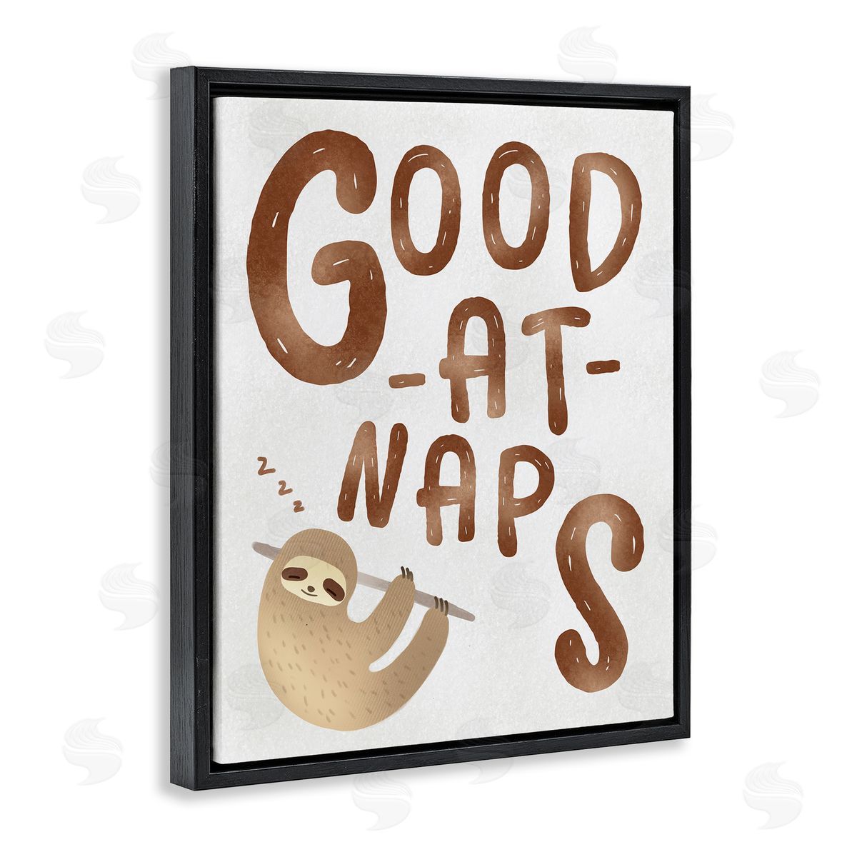 Ziwei Li Good At Naps Sloth Sleeping Black Floater Frame Canvas Art
