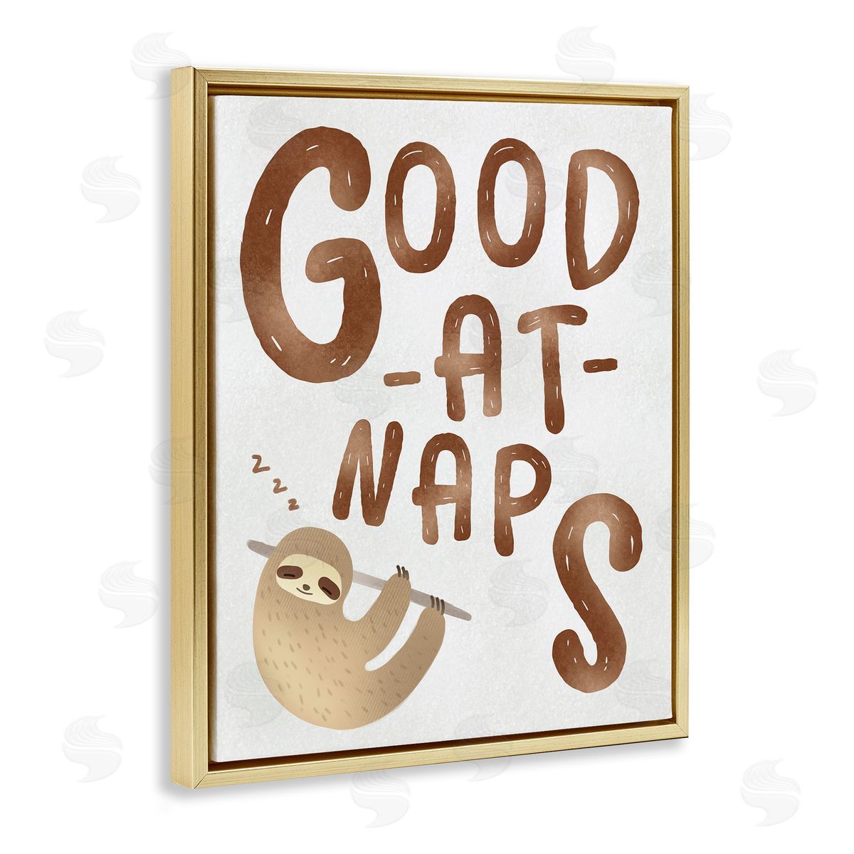 Ziwei Li Good At Naps Sloth Sleeping Gold Floater Frame Canvas Art