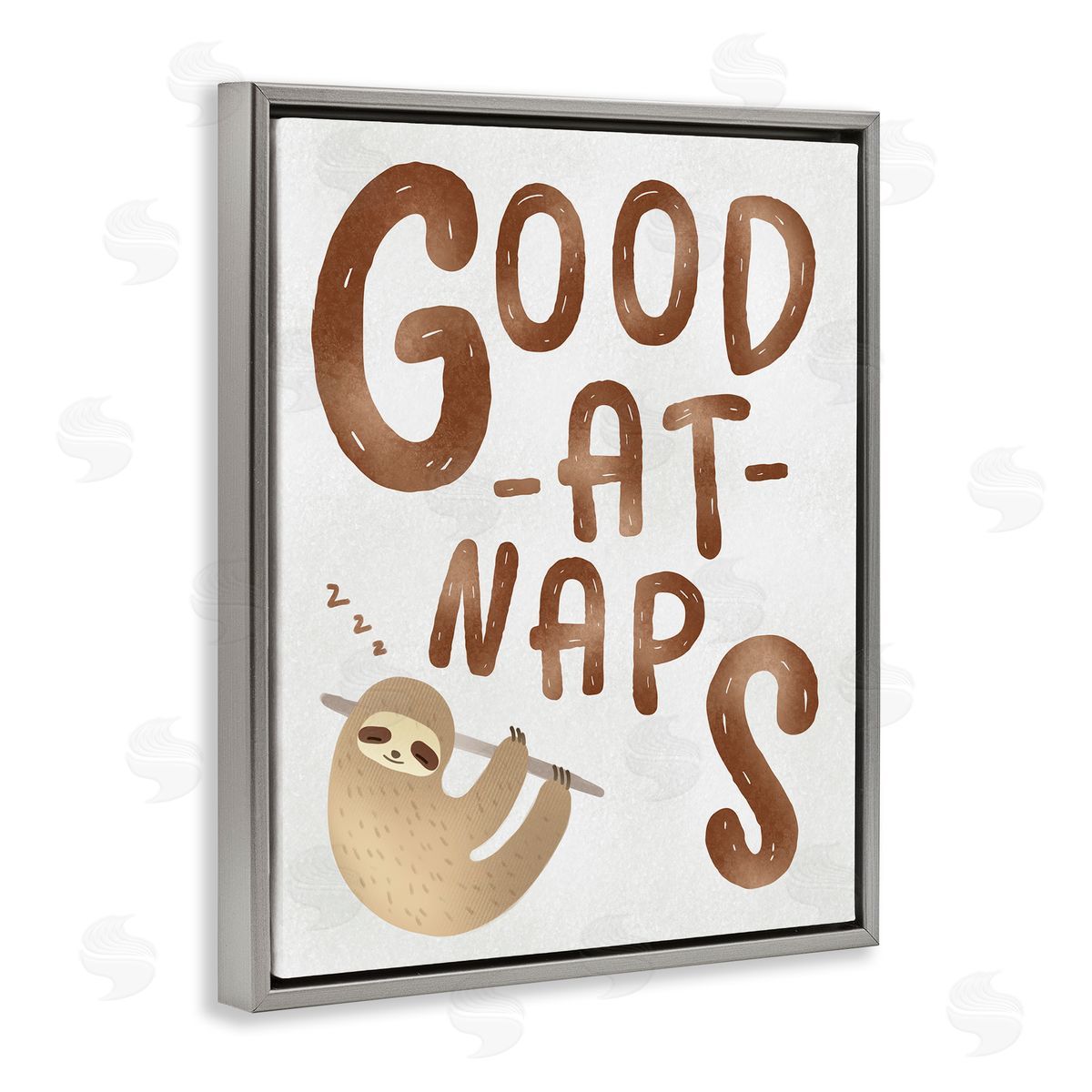 Ziwei Li Good At Naps Sloth Sleeping Gray Floater Frame Canvas Art