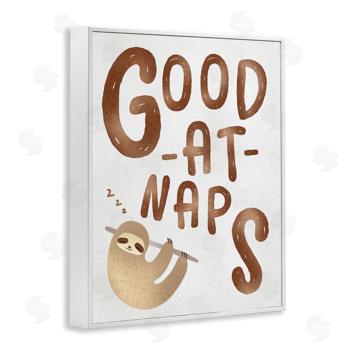 Ziwei Li Good At Naps Sloth Sleeping White Framed Giclee Wall Art