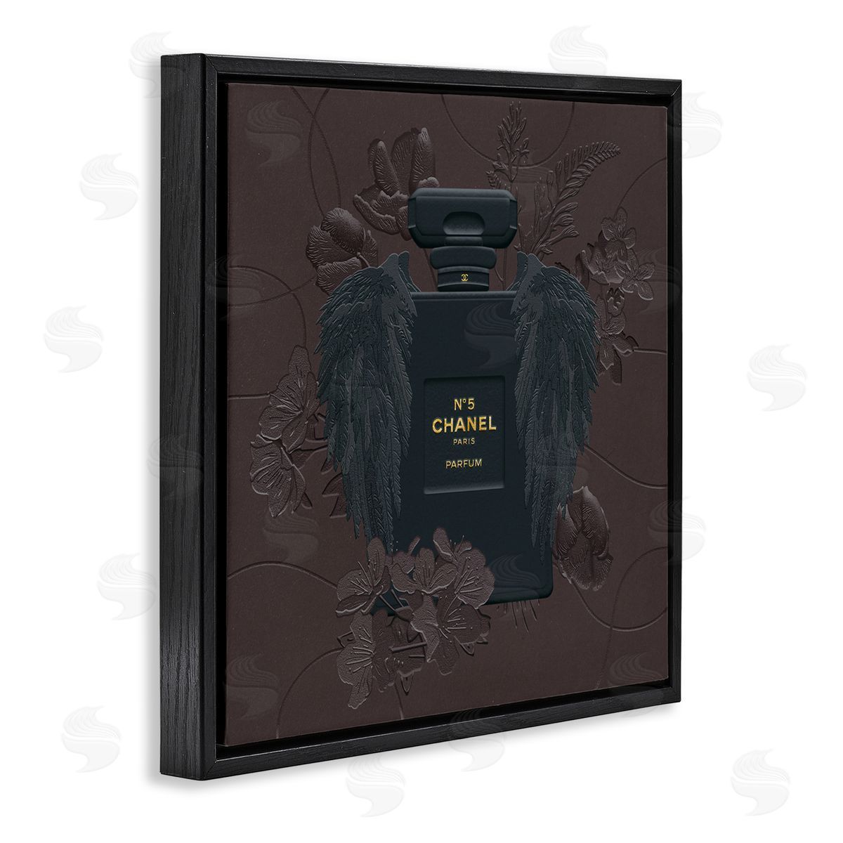 Ziwei Li Dark Fashion Perfume Purple Florals Black Floater Frame Canvas Art