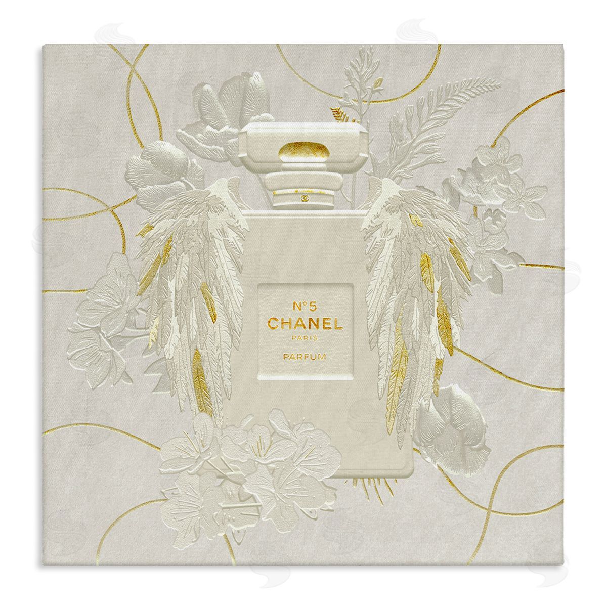 Ziwei Li Bright Glam Fashion Bottle White Florals Canvas Wall Art