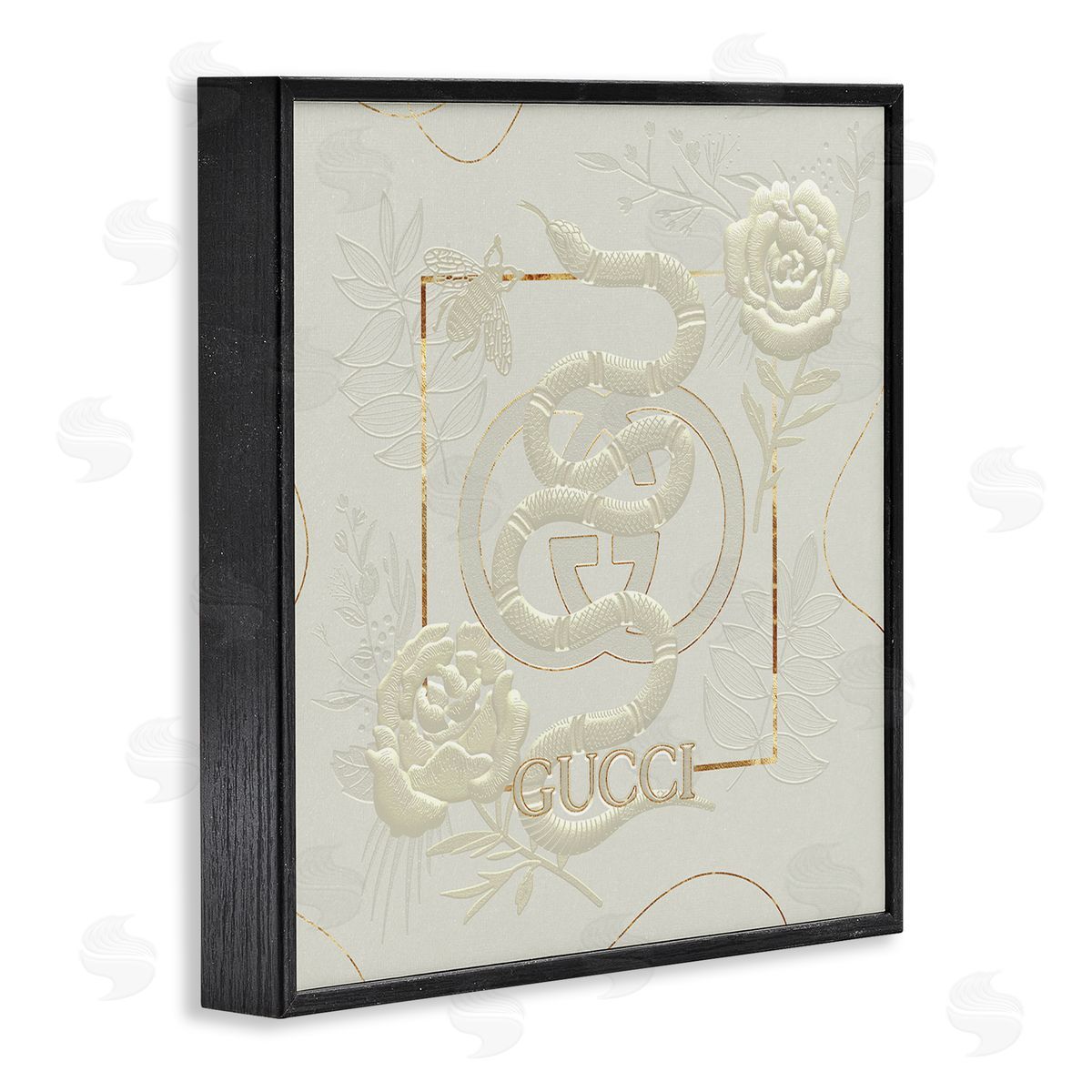 Ziwei Li Bright Fashion Brand Snake Floral Black Framed Giclee Wall Art