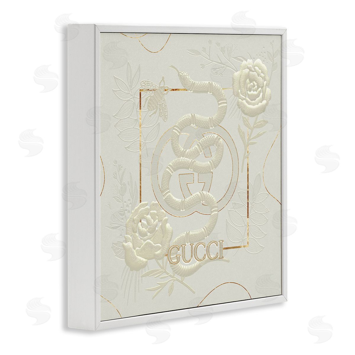 Ziwei Li Bright Fashion Brand Snake Floral White Framed Giclee Wall Art