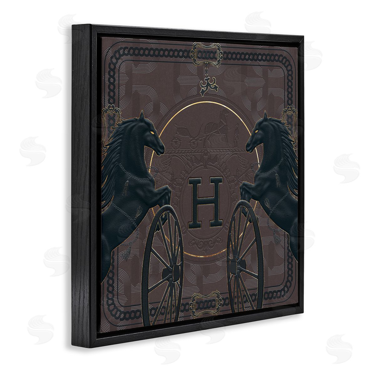 Ziwei Li Fashion Brand Horses Deep Purple Glam Black Floater Frame Canvas Art