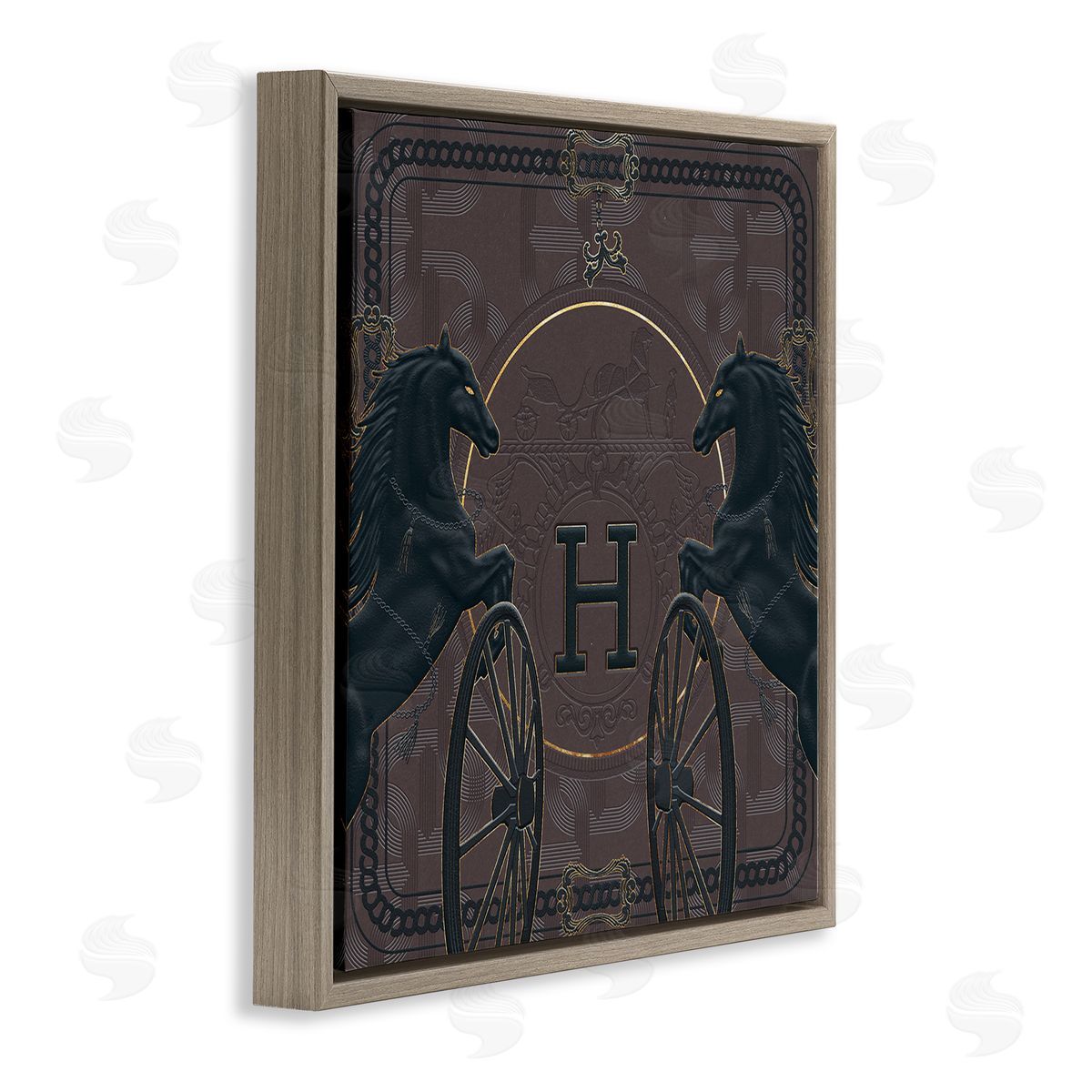 Ziwei Li Fashion Brand Horses Deep Purple Glam Brown Floater Frame Canvas Art