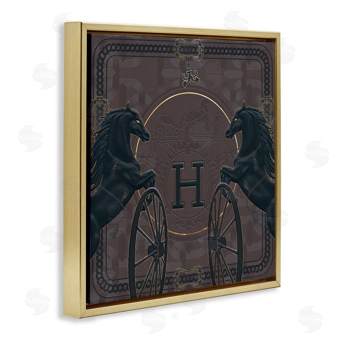 Ziwei Li Fashion Brand Horses Deep Purple Glam Gold Floater Frame Canvas Art