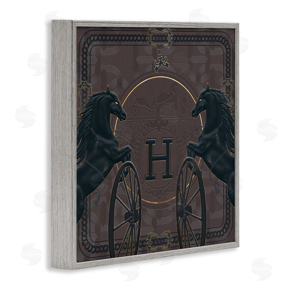 Ziwei Li Fashion Brand Horses Deep Purple Glam Gray Framed Giclee Wall Art