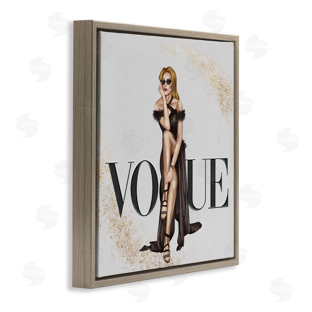 Ziwei Li Female Fashionista Black Dress Designer Brand Brown Floater Frame Canvas Art