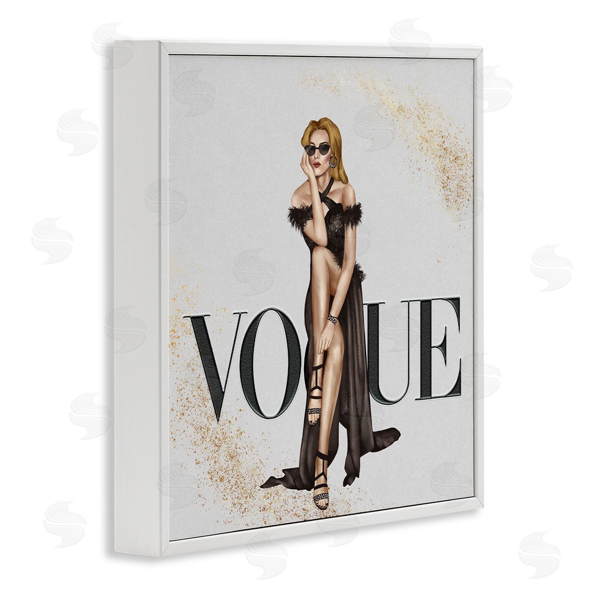 Ziwei Li Female Fashionista Black Dress Designer Brand White Framed Giclee Wall Art