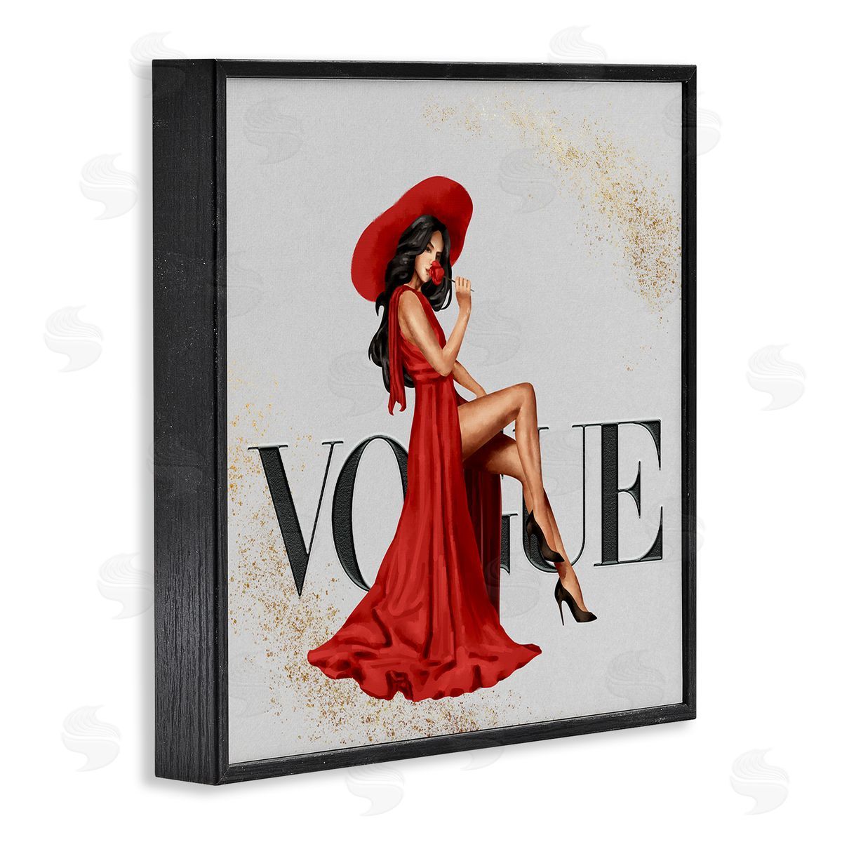 Ziwei Li Glam Fashionista Red Dress Designer Brand Black Framed Giclee Wall Art