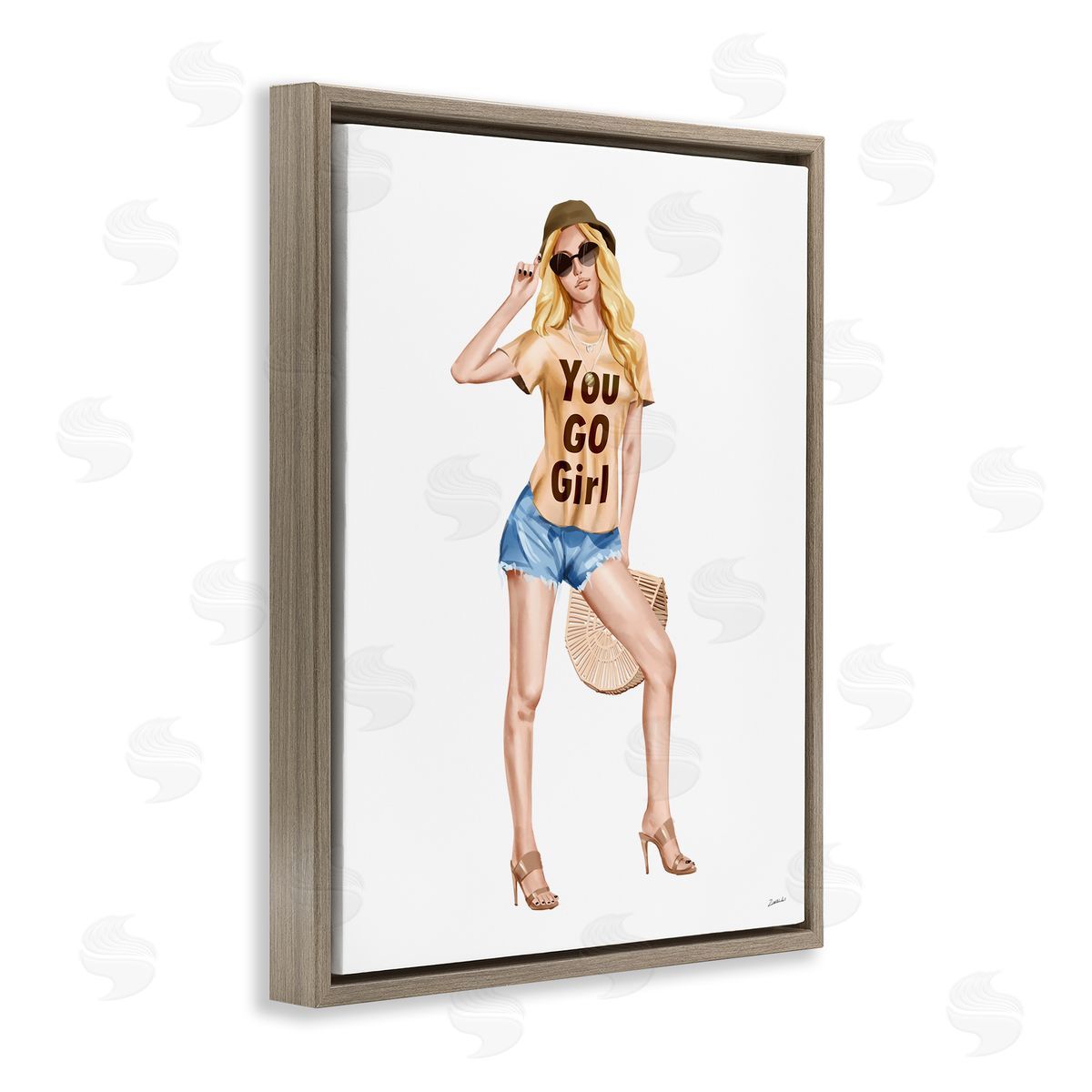 Ziwei Li You Go Girl Glam Fashionista Brown Floater Frame Canvas Art