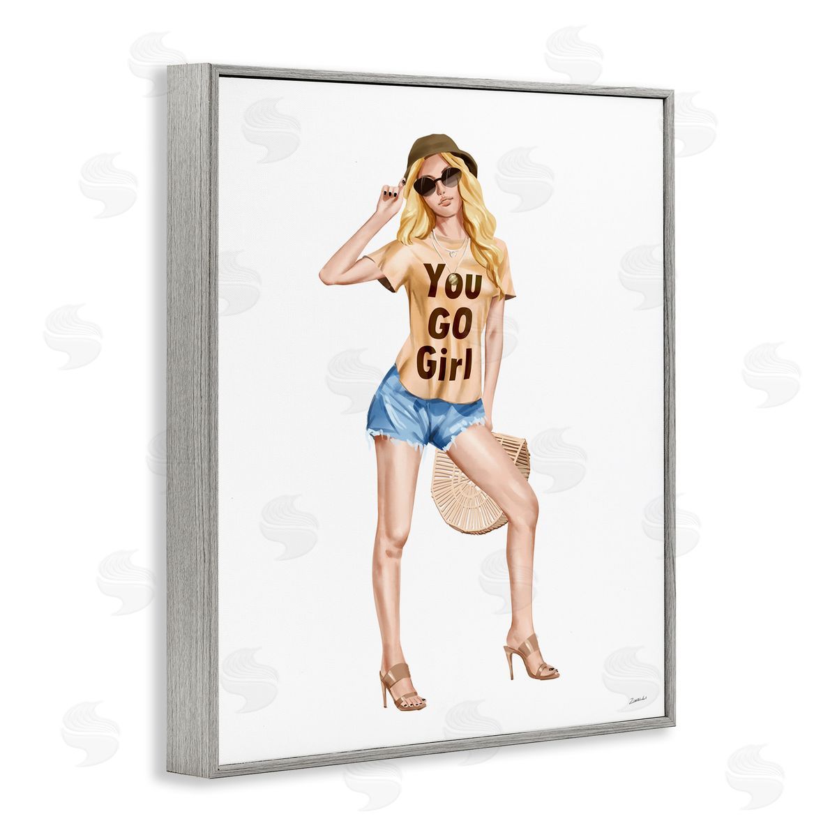 Ziwei Li You Go Girl Glam Fashionista Gray Framed Giclee Wall Art