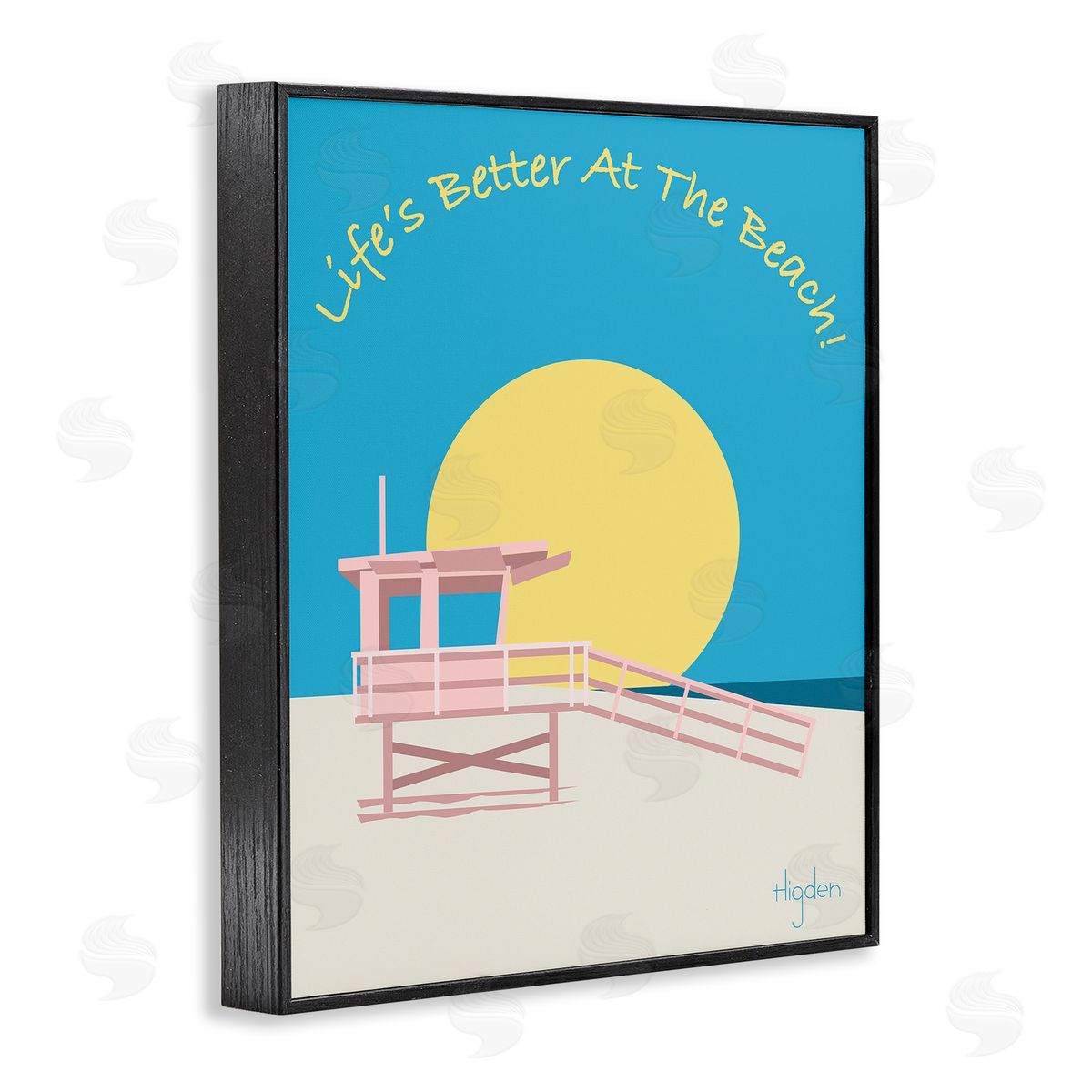 Mark Higden Life's Better at Beach Lifeguard Stand Black Framed Giclee Wall Art