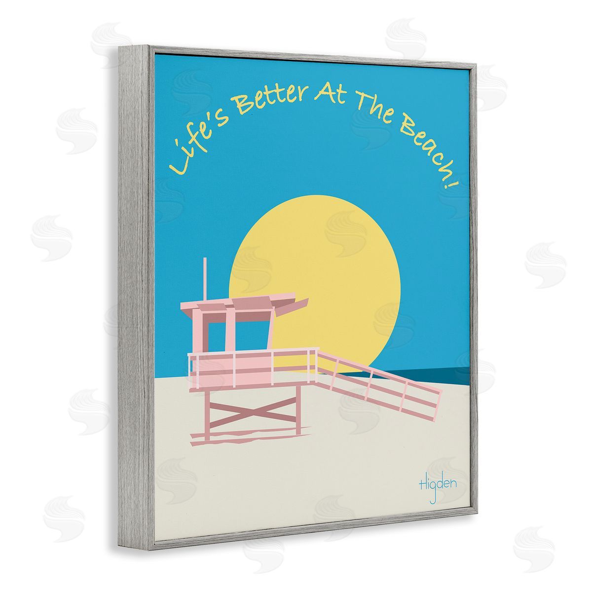 Mark Higden Life's Better at Beach Lifeguard Stand Gray Framed Giclee Wall Art