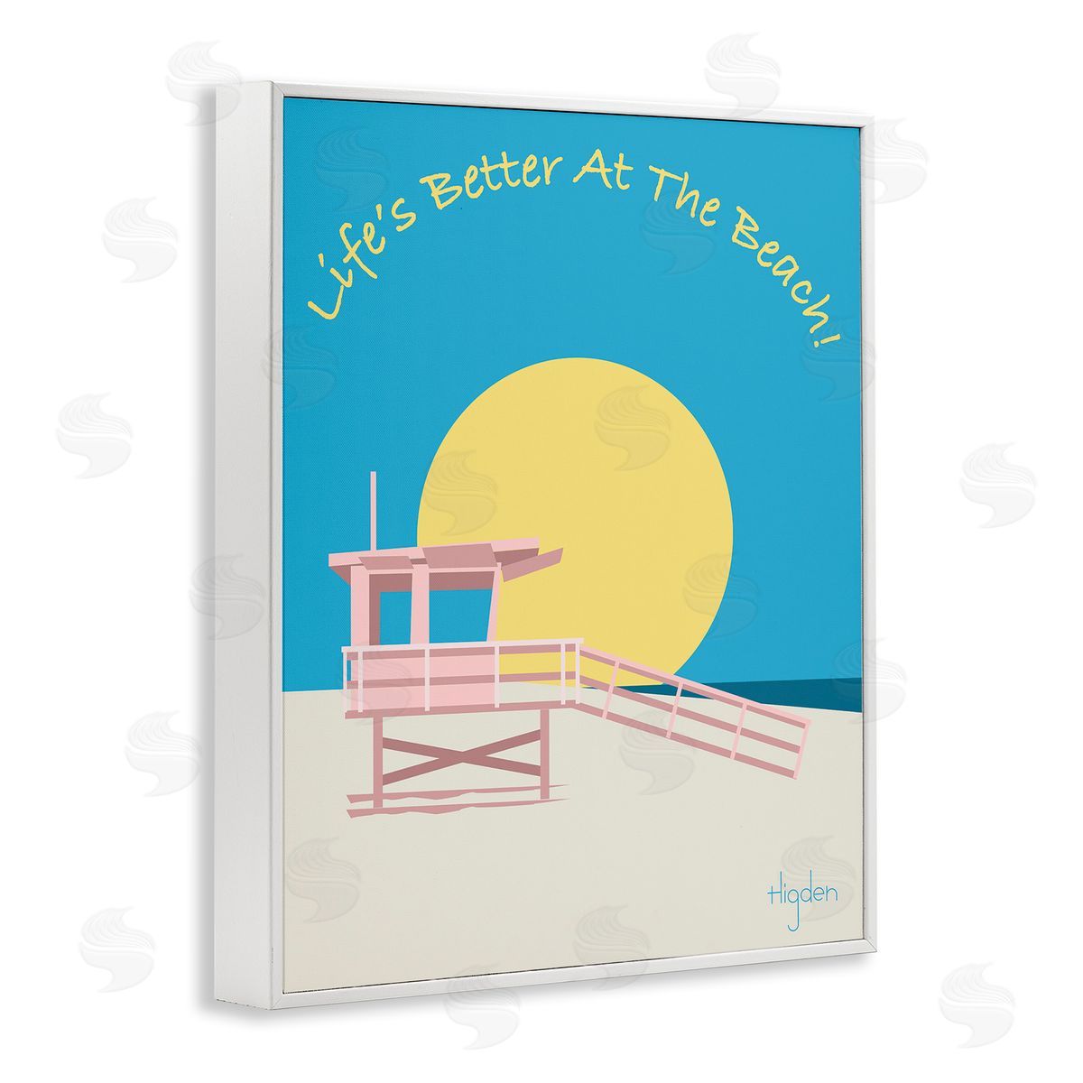 Mark Higden Life's Better at Beach Lifeguard Stand White Framed Giclee Wall Art