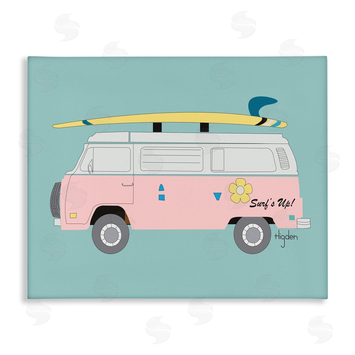 Mark Higden Pink Beach Cruiser Van Illustration Canvas Wall Art