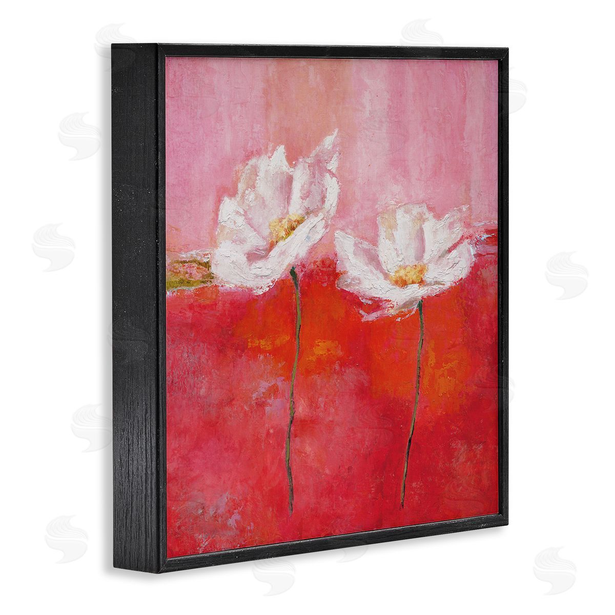 Isabelle Herbert White Daisies Abstract Red Pink Black Framed Giclee Wall Art